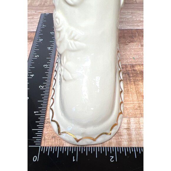 Vintage Ceramic Mantel Clock With Rose Embossed Design & Gold Trim - Picture 8 of 8